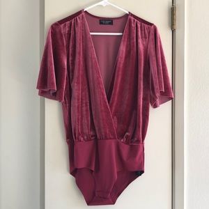 Zara raspberry velvet bodysuit